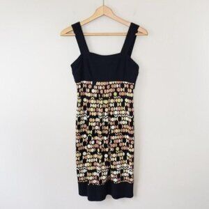 Dress Barn Retro Black Tan Mustard Crewm Polka Dot Tank Dress Size 4